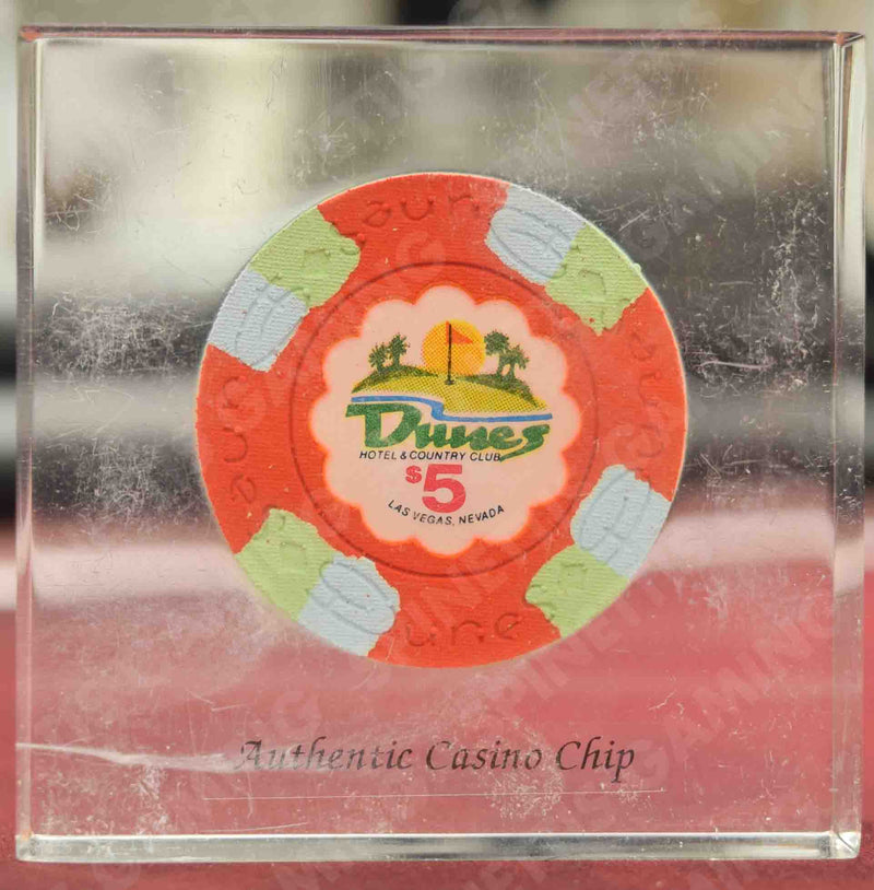 Authentic Casino Chips in Lucite Paperweight