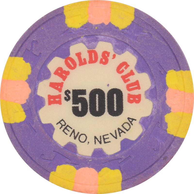 Harold's Club Casino Reno Nevada $500 Chip 1980s