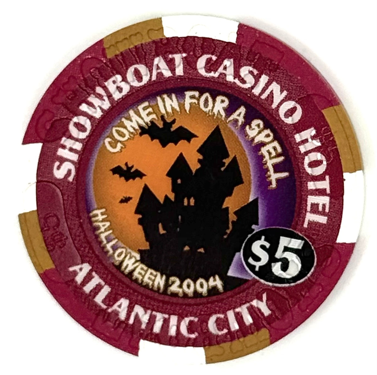 Showboat Casino Atlantic City NJ $5 Happy Halloween Chip 2004