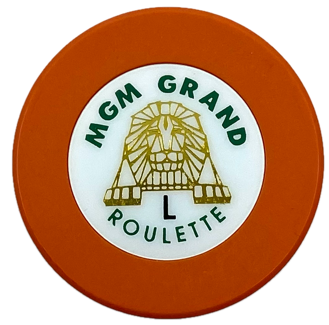 MGM Grand Casino Las Vegas NV Orange L Roulette Chip 1993