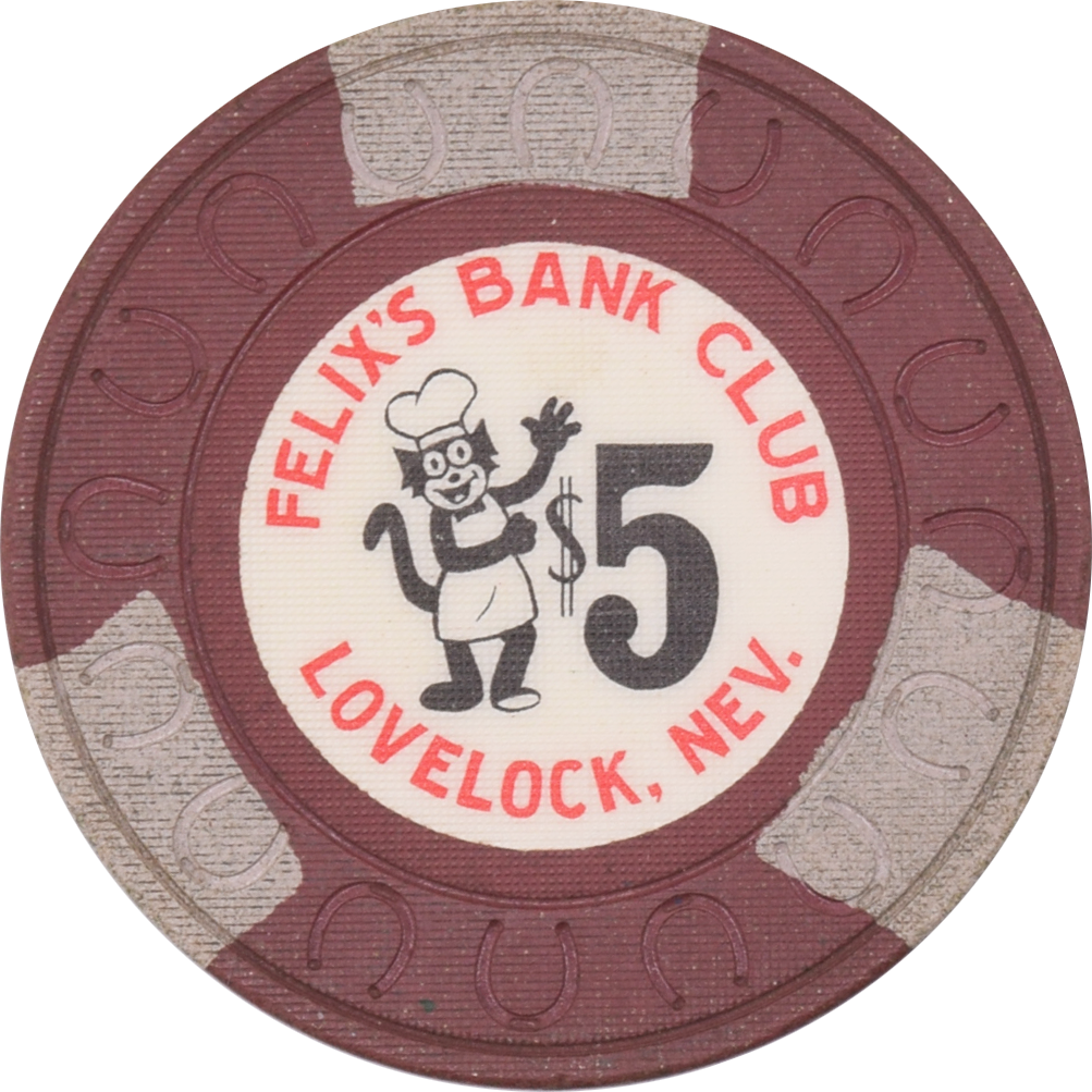 Felix's Bank Club Casino Lovelock Nevada $5 Chip 1962