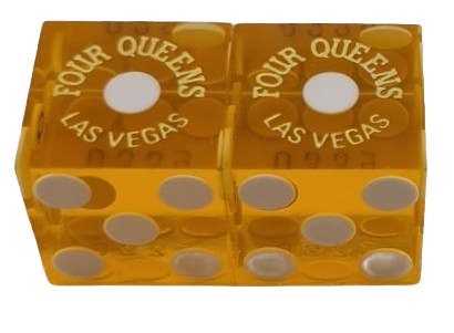 Four Queens Casino Las Vegas Nevada Pair of Used Yellow Matching Numbers Dice