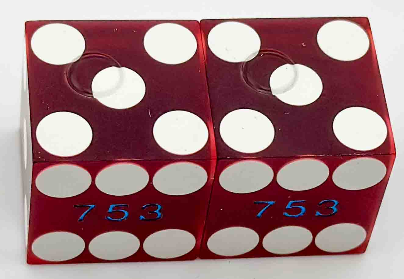Golden Gate Casino Las Vegas Nevada Pair of Dark Red Sanded Dice