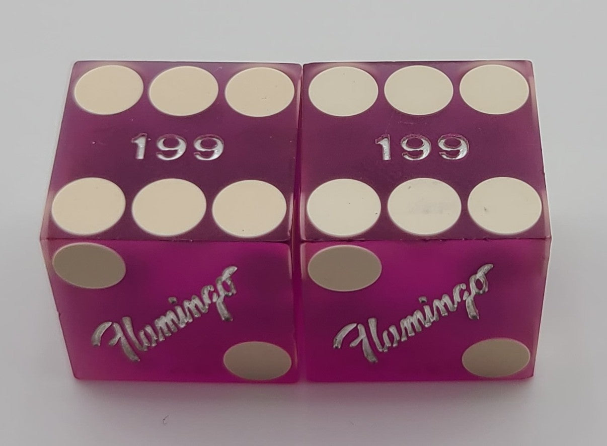Flamingo Casino Las Vegas Nevada Pair of Purple Used Dice Matching Numbers 2000's