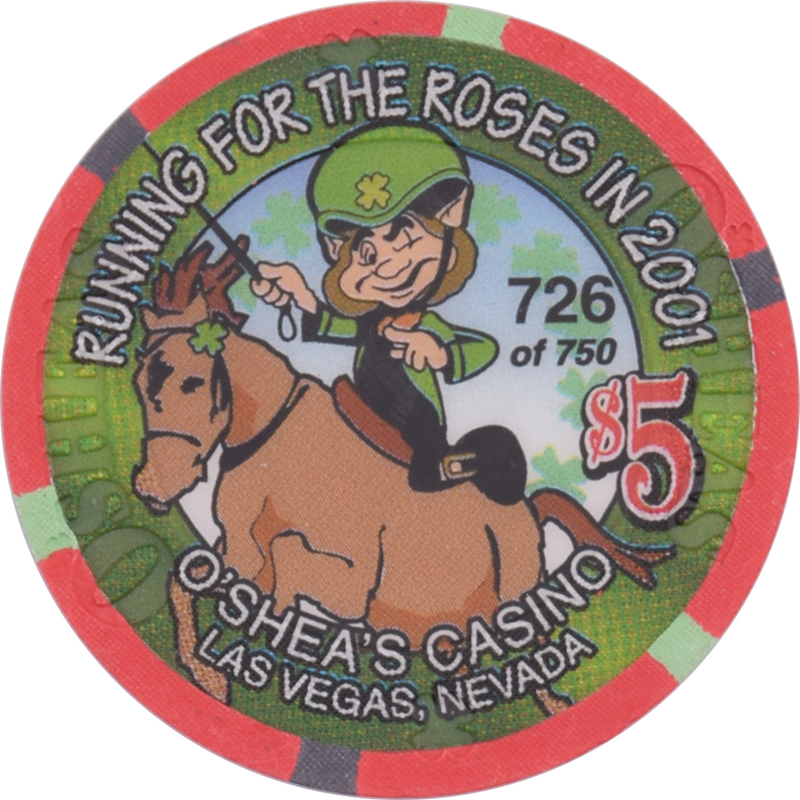 O'Sheas Casino Las Vegas Nevada $5 Run for the Roses Chip 2001