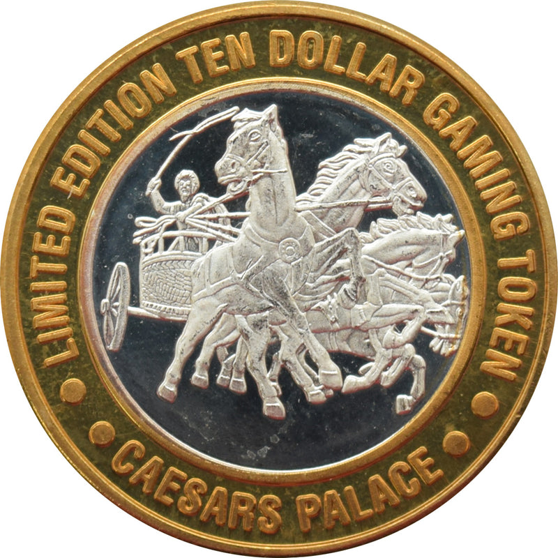 Caesars Palace Casino "Chariot - No Date" $10 Silver Strike .999 Fine Silver 1995