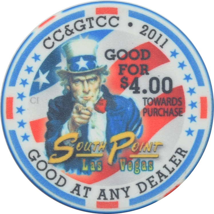 South Point Casino Las Vegas Nevada 19th CCGTCC Convention Good for $4 Towards Purchase Chip