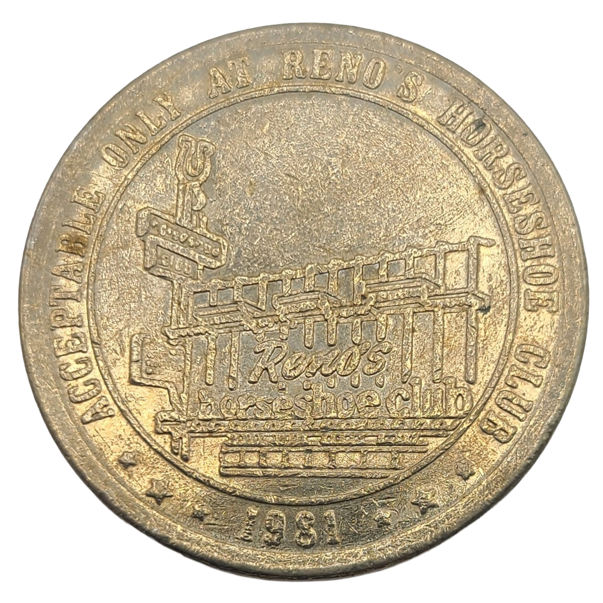 Reno's Horseshoe Casino Reno Nevada $1 Token 1981