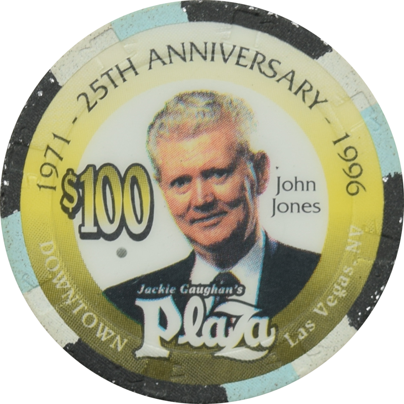 Jackie Gaughan's Plaza Casino Las Vegas Nevada $100 25th Anniversary - John Jones Chip 1996