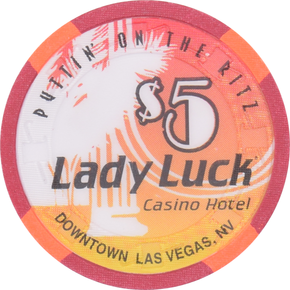 Lady Luck Casino Las Vegas Nevada $5 Puttin' on the Ritz Chip 1995