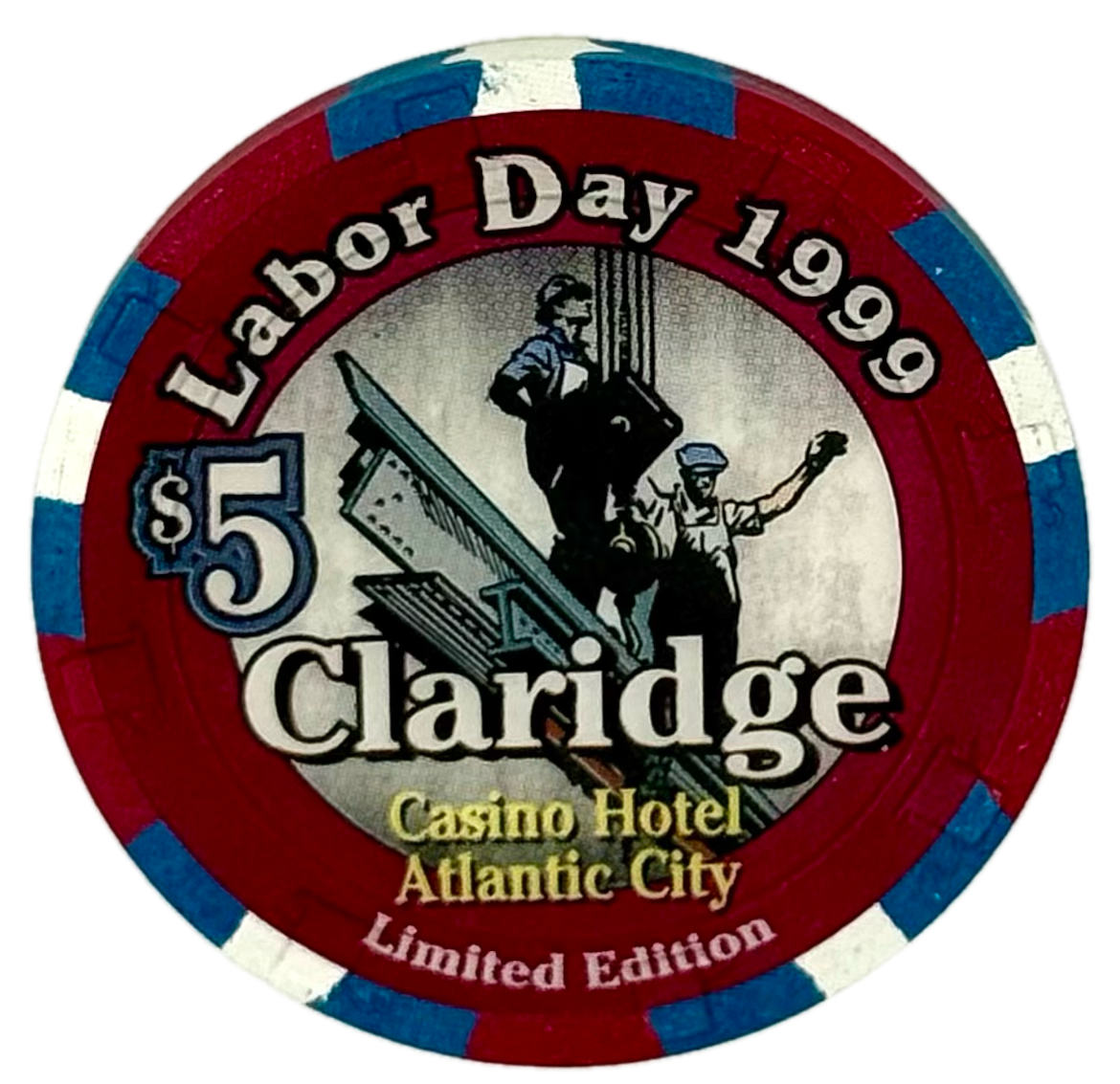 Claridge Casino Atlantic City NJ $5 Labor Day Chip 1999