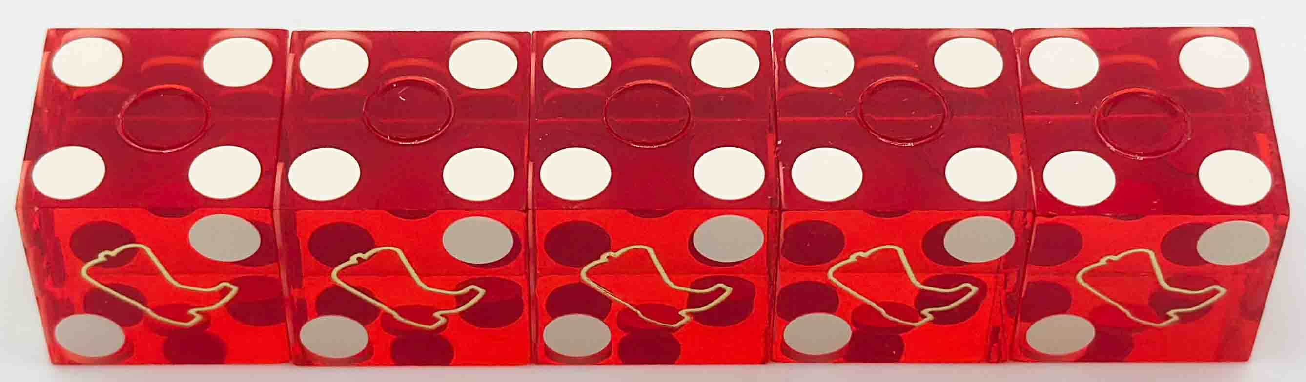 Texas Station Casino Las Vegas Nevada Stick of Red Polished Matching Number Dice 1990s