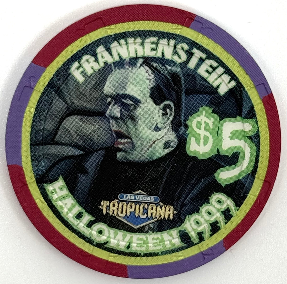 Tropicana Casino Las Vegas NV $5 Frankenstein Halloween Chip 1999