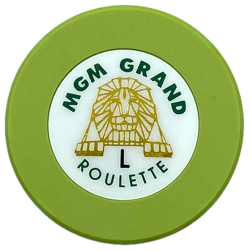 MGM Grand Casino Las Vegas NV Lime L Roulette Chip 1993