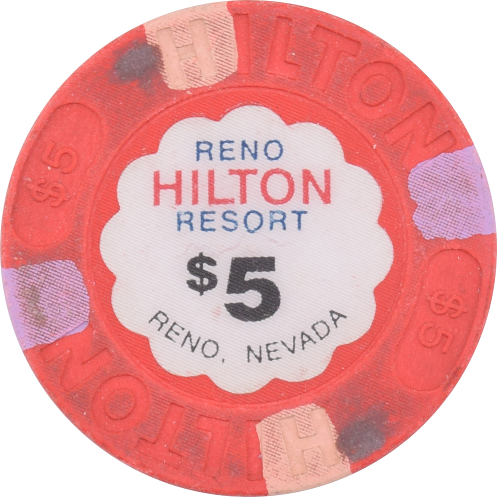 Hilton Resort Casino Reno Nevada $5 Chip 1992