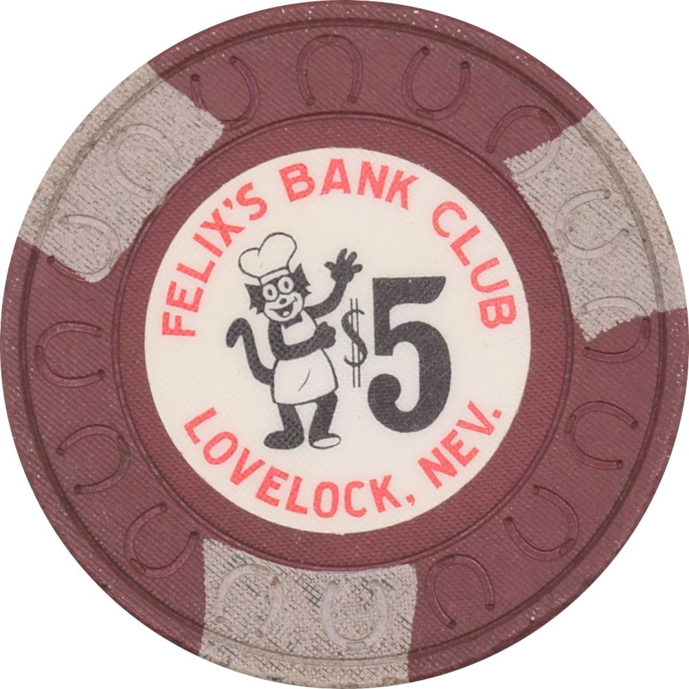 Felix's Bank Club Casino Lovelock Nevada $5 Chip 1962