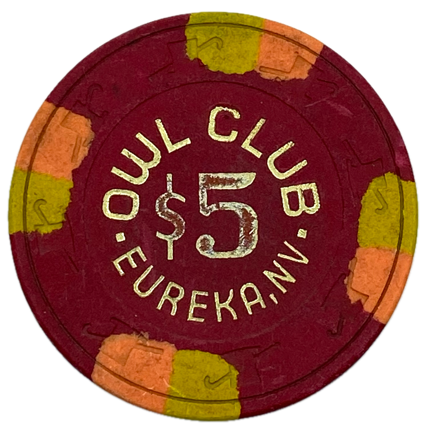 Owl Club Casino Eureka Nevada $5 Chip 1981