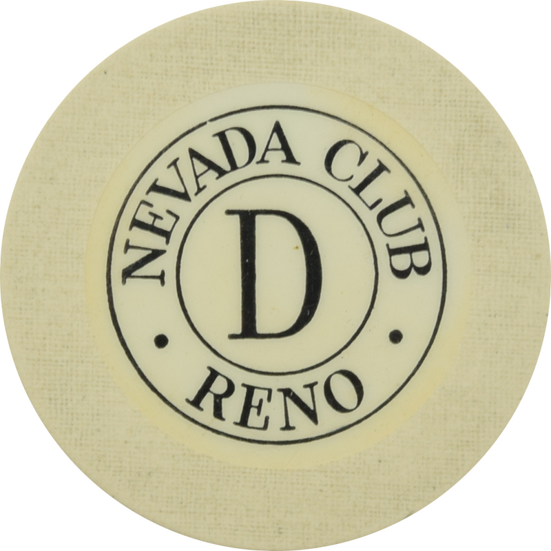 Nevada Club Casino Reno Nevada White Roulette D Chip 1950s