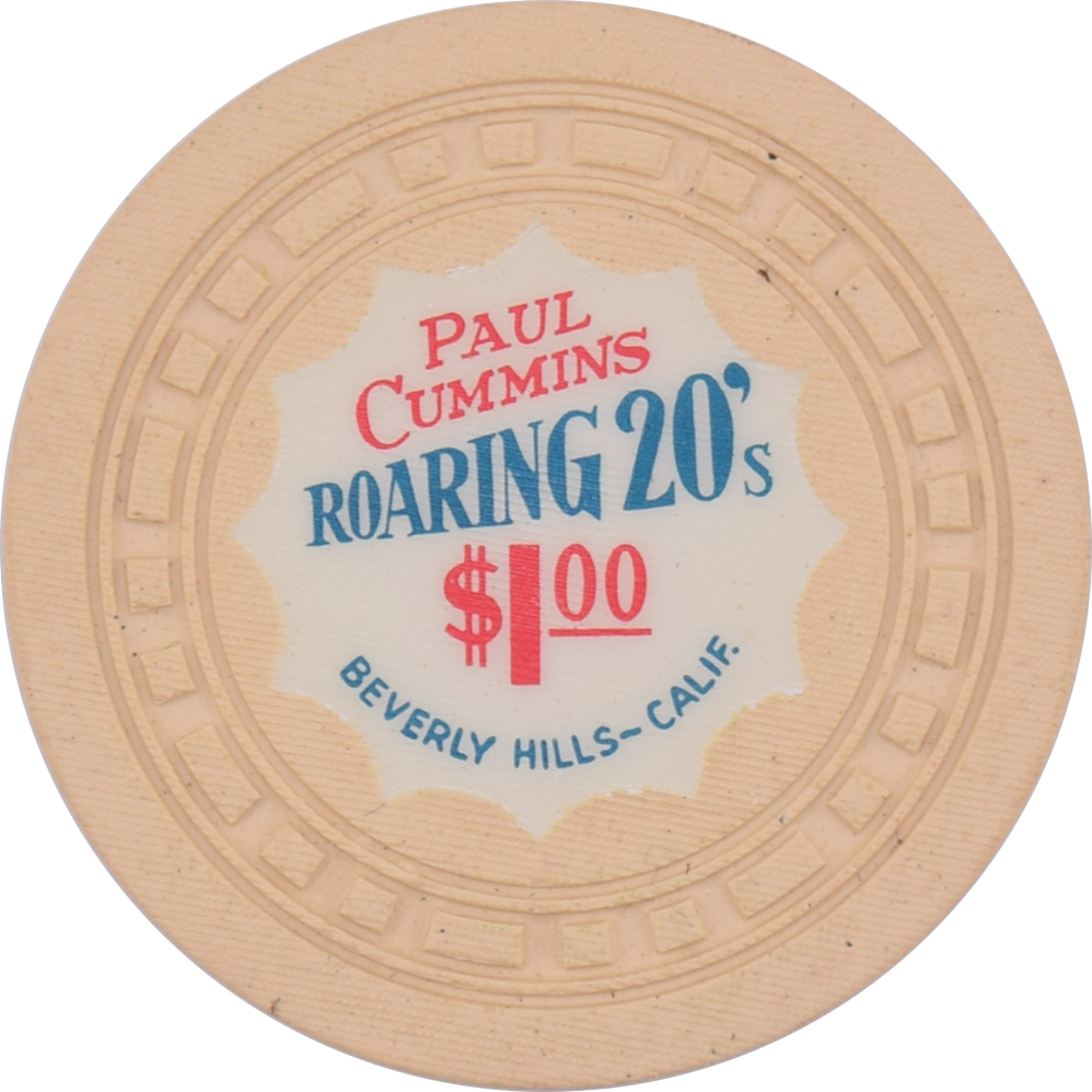 Paul Cummins Roaring 20's Card Room Beverly Hills California $1 Chip