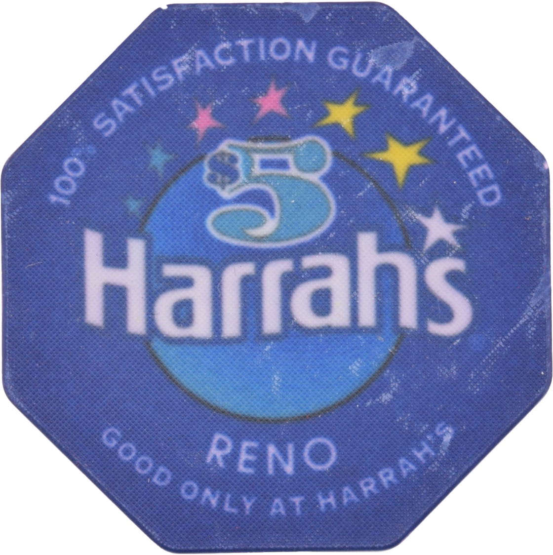 Harrah's Casino Reno Nevada $5 Octagon Chip 1996