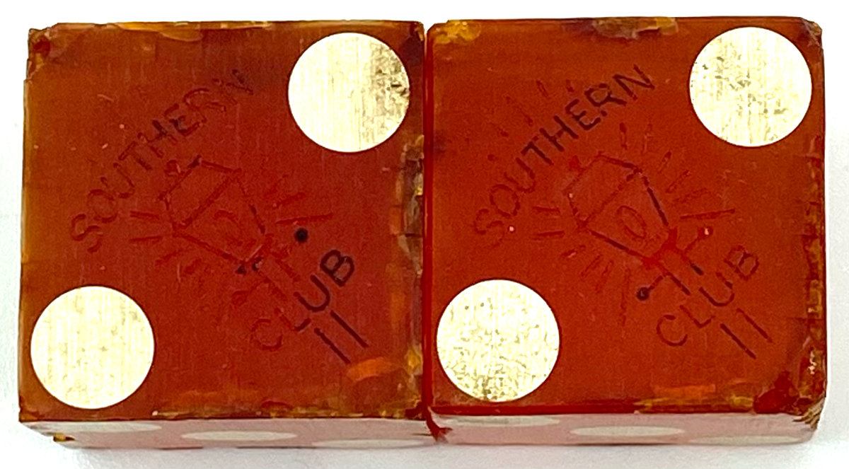 Southern Club Illegal Casino Dice Hot Springs Arkansas (Black Foil)