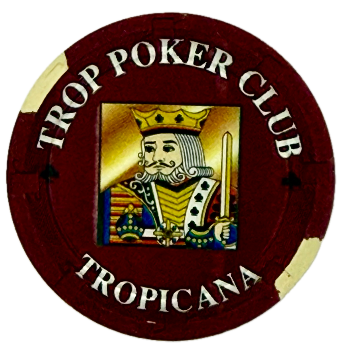 Tropicana Casino Atlantic City NJ Maroon NCV Poker Club Chip