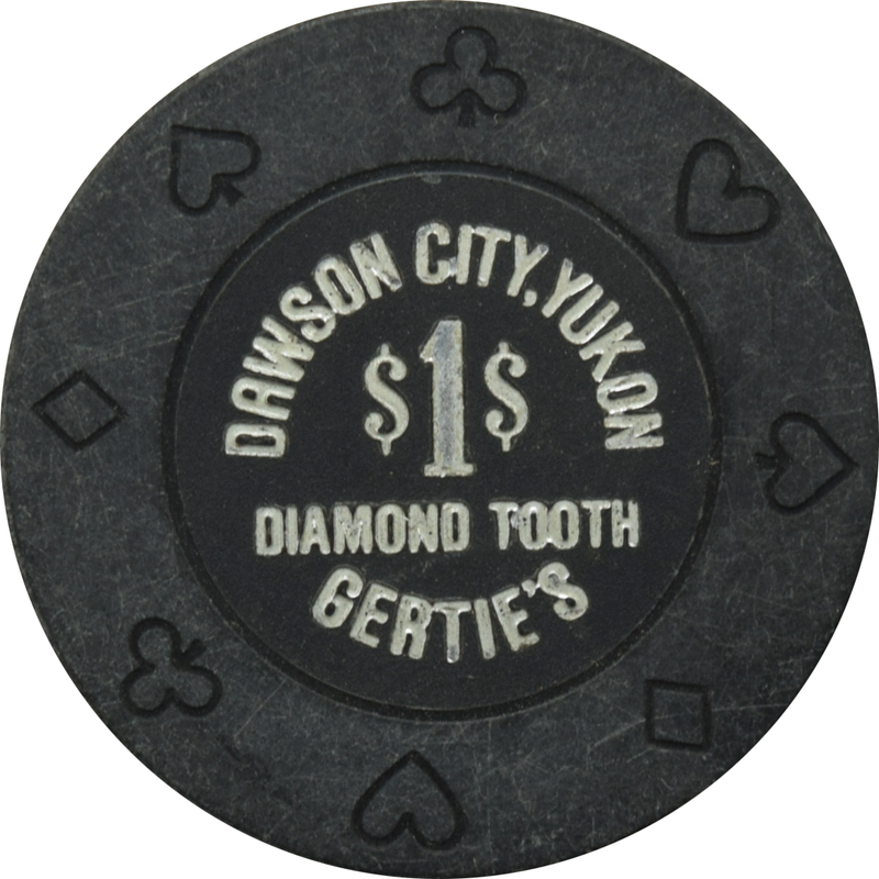 Diamond Tooth Gertie's Casino Dawson City Yukon Canada $1 Black 8Suits Chip