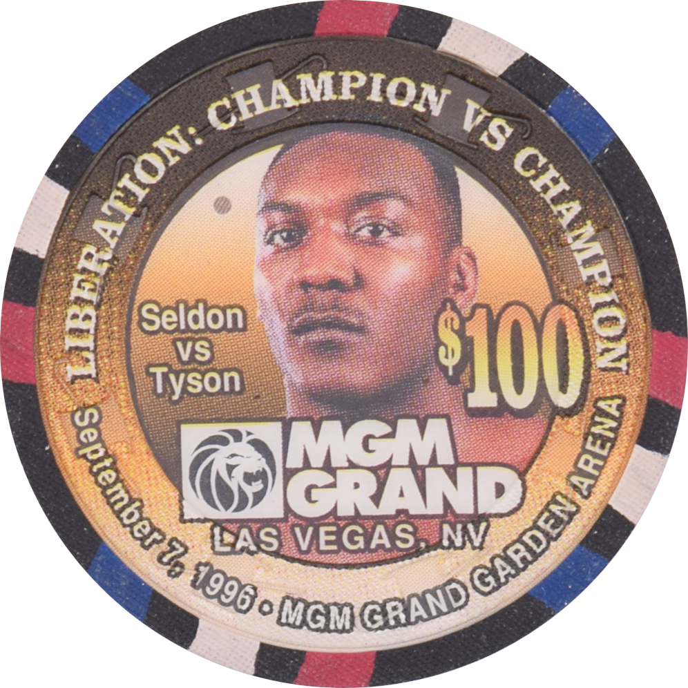 MGM Grand Casino Las Vegas Nevada $100 Seldon vs Tyson Liberation Sept 7, 1996 Chip