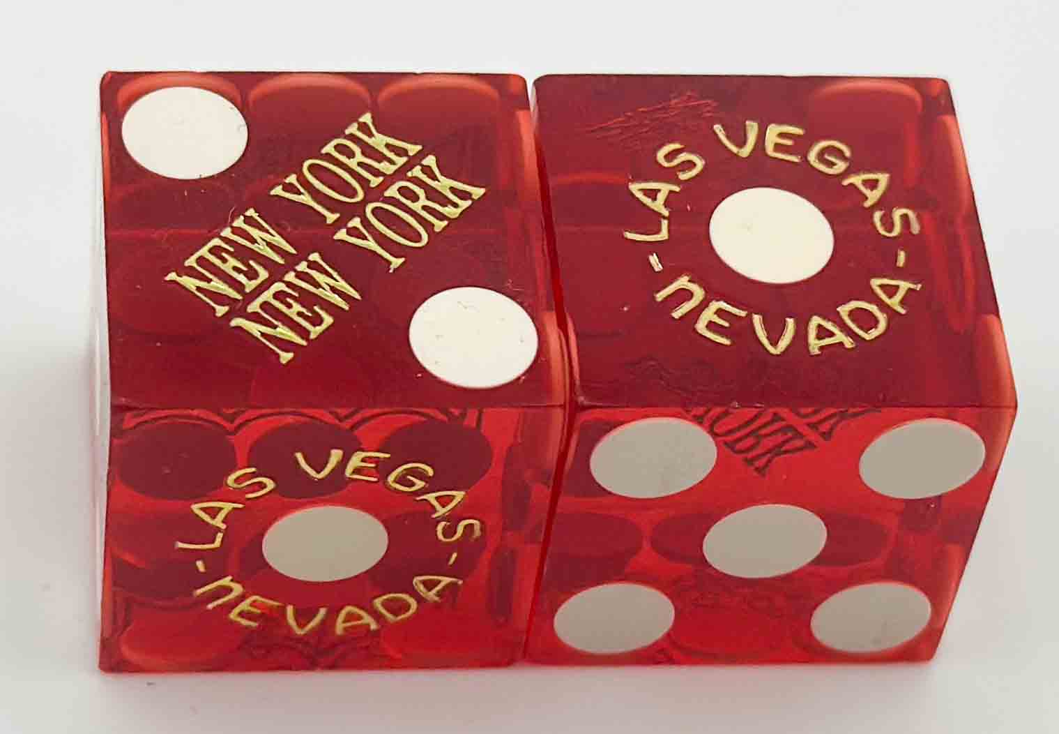New York New York Casino Used Red Dice Las Vegas Nevada