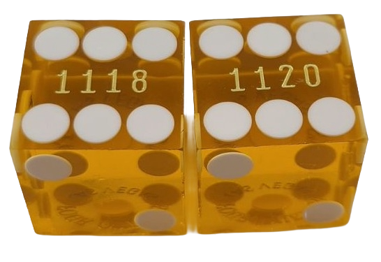 Four Queens Casino Las Vegas Nevada Pair of Used Yellow Dice
