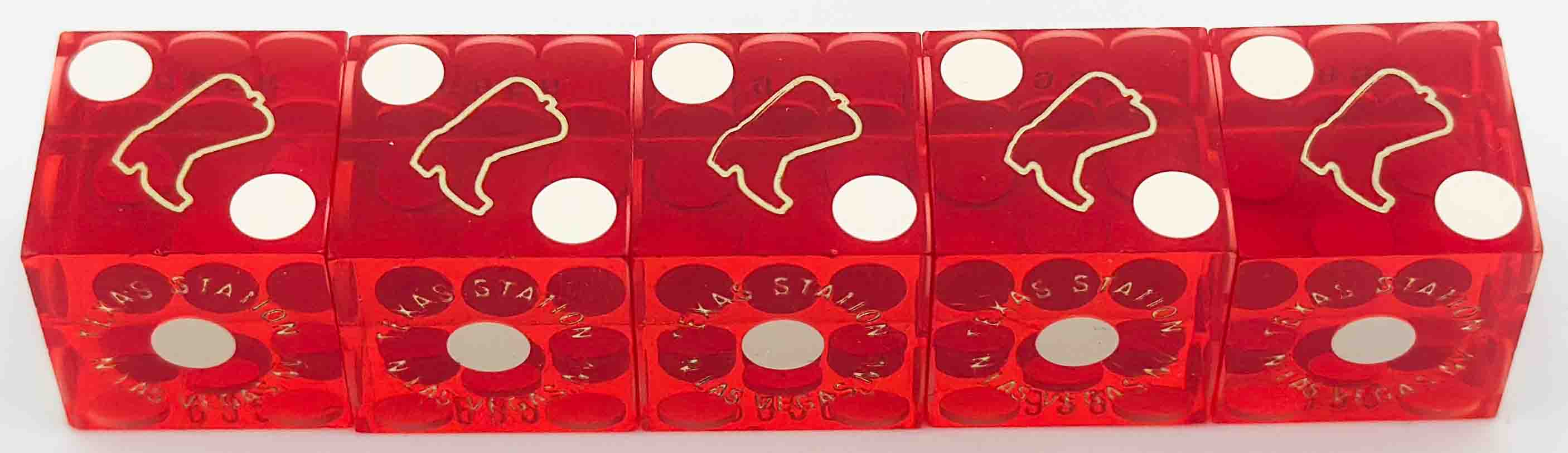 Texas Station Casino Las Vegas Nevada Stick of Red Polished Matching Number Dice 1990s