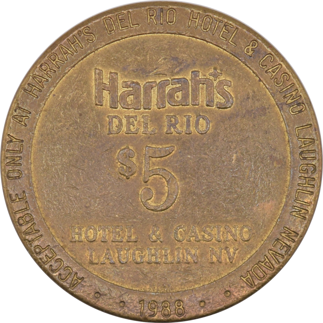 Harrah's Del Rio Casino Laughlin Nevada $5 Token 1988