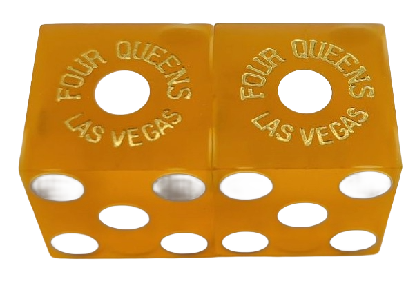Four Queens Casino Las Vegas Nevada Pair of Used Sanded Yellow Dice