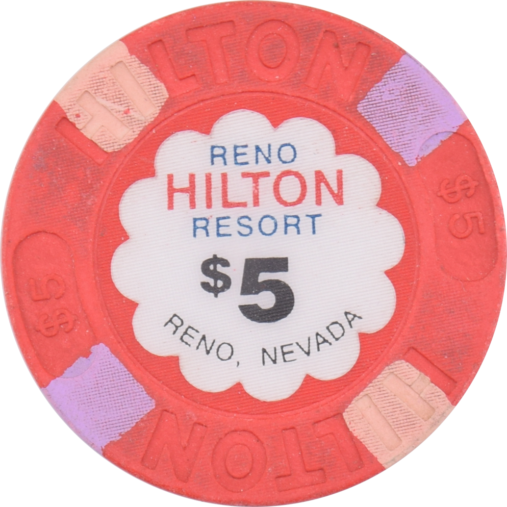Hilton Resort Casino Reno Nevada $5 Chip 1992