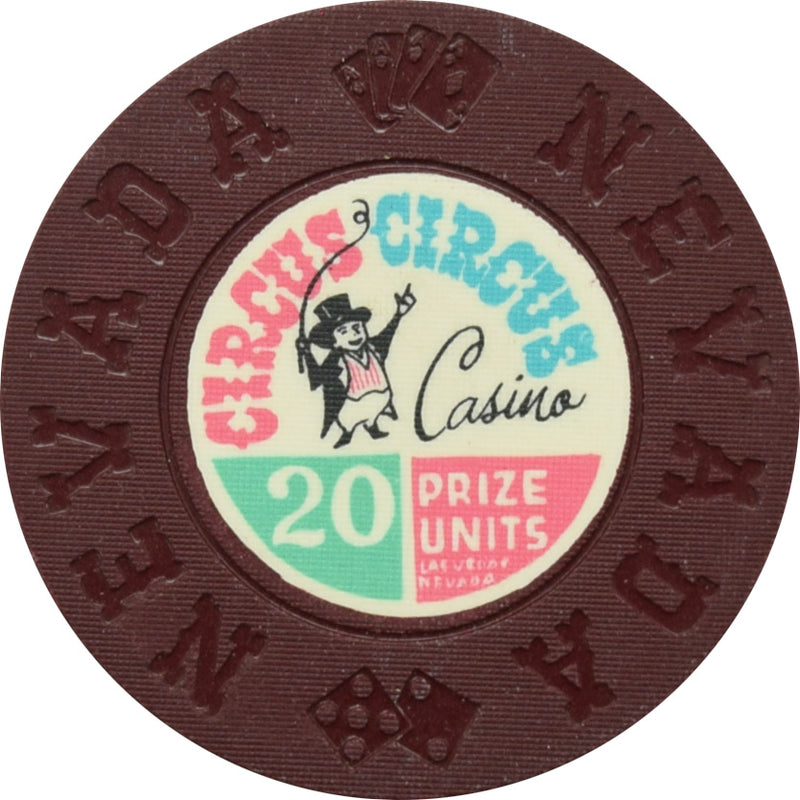 Circus Circus Casino Las Vegas Nevada $20 Prize Units Chip 1968