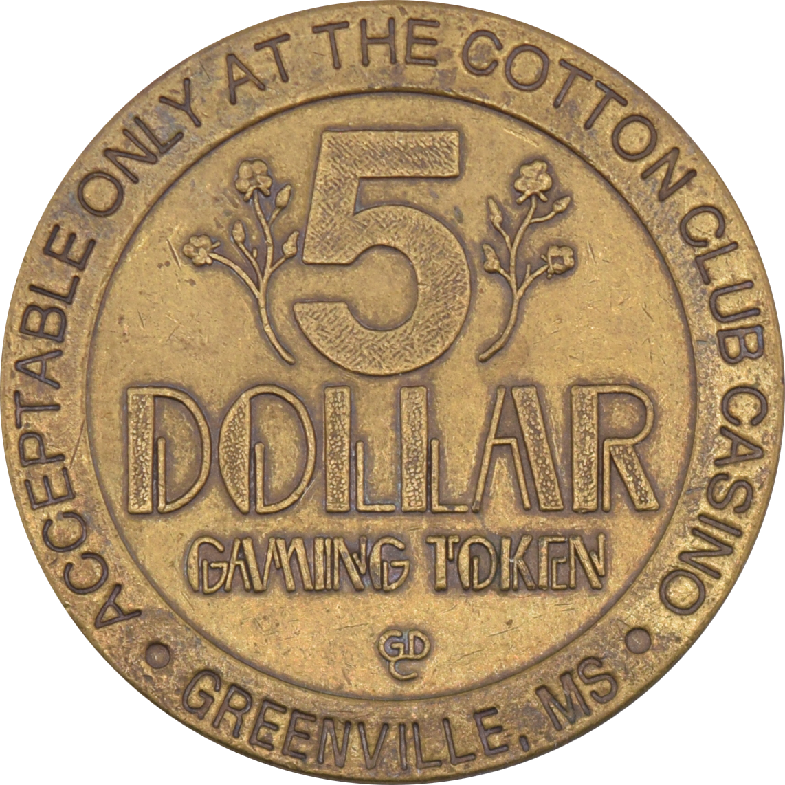Cotton Club Casino Greenville Mississippi $5 Token