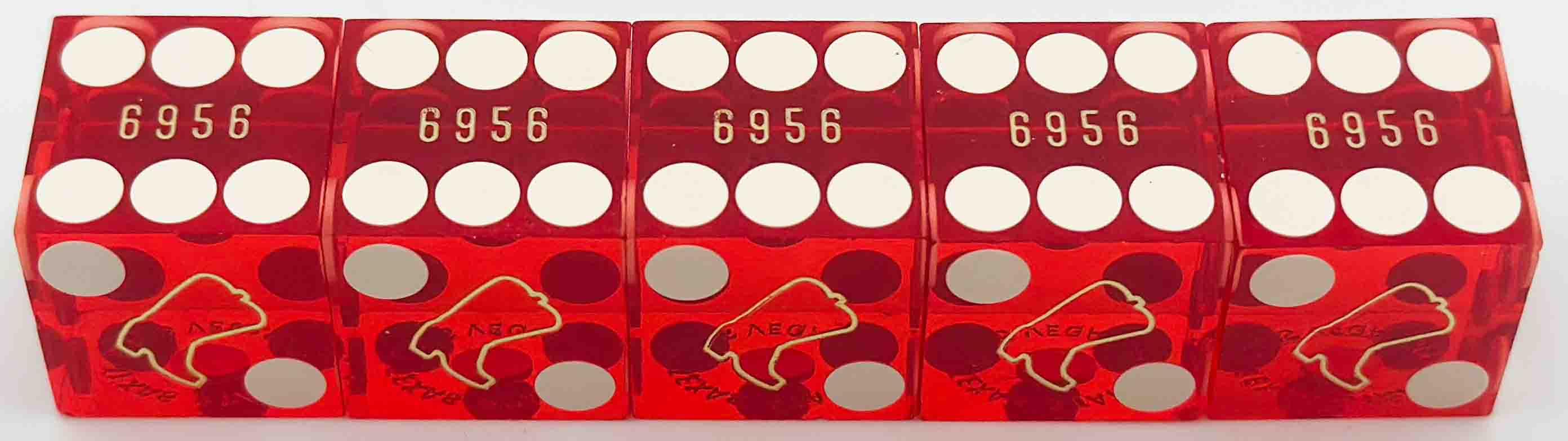Texas Station Casino Las Vegas Nevada Stick of Red Polished Matching Number Dice 1990s