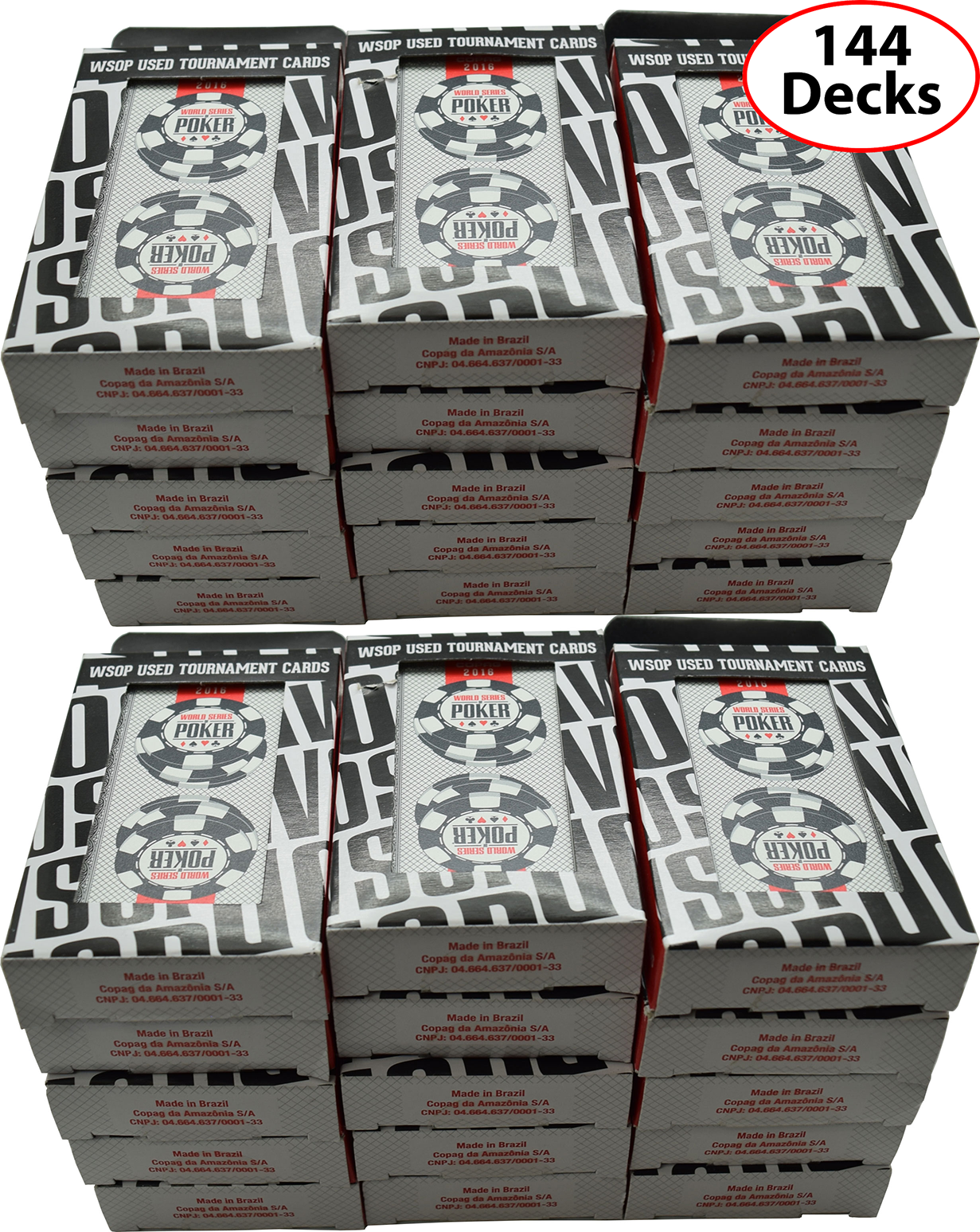 144 Case Used Black Decks WSOP 2016 Copag Plastic Playing Cards Bridge Size