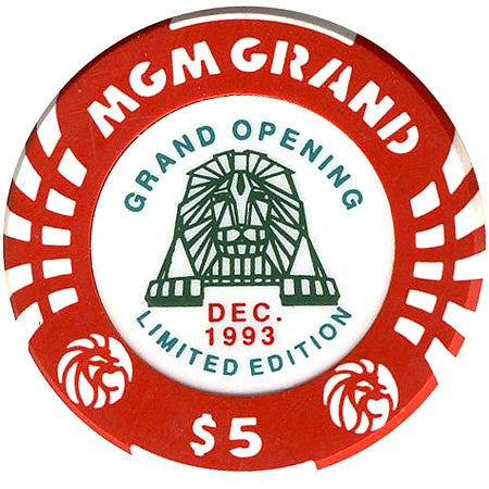 MGM Grand Casino Las Vegas Nevada $5 Grand Opening Chip 1993