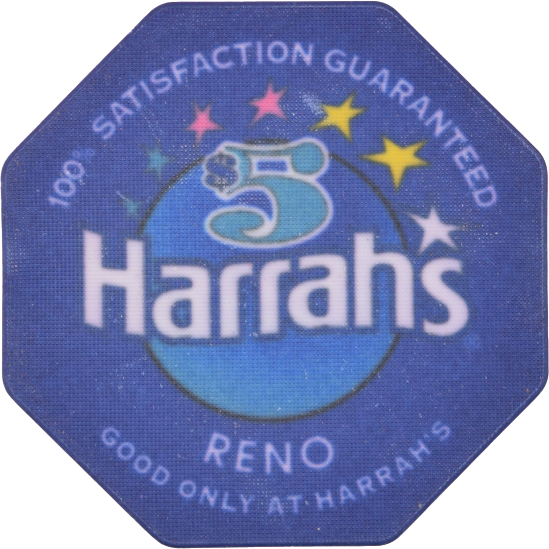 Harrah's Casino Reno Nevada $5 Octagon Chip 1996