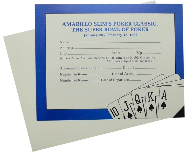 Sahara Tahoe Casino Lake Tahoe Nevada Amarillo Slim's Poker Classic Super Bowl of Poker 1982 Invite