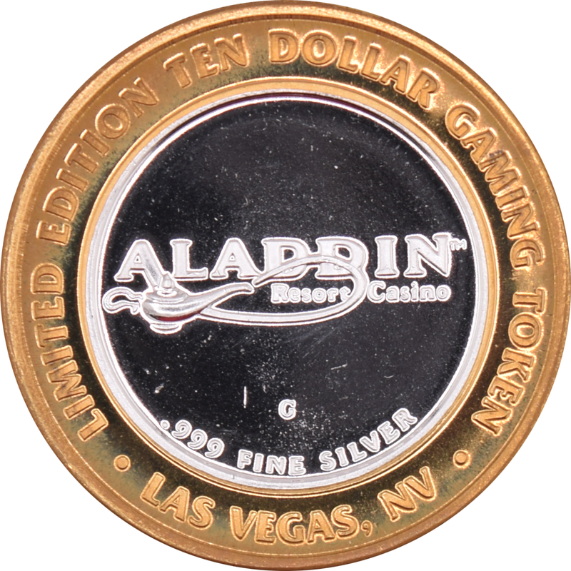 Aladdin Casino Las Vegas "Scheherazade" $10 Silver Strike .999 Fine Silver 2001