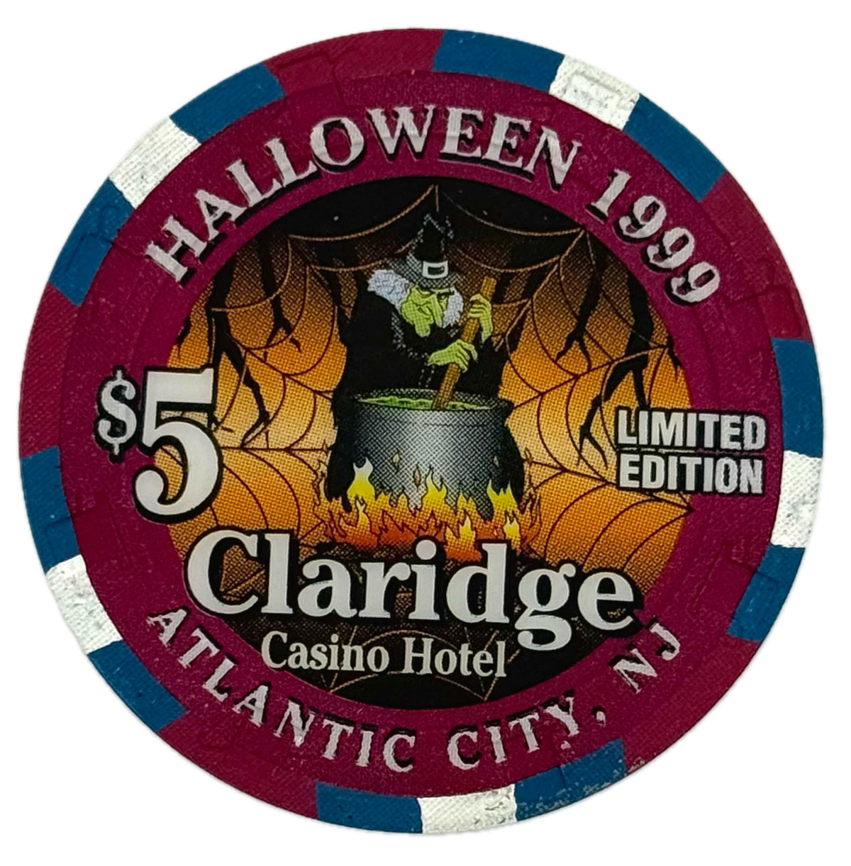Claridge Casino Atlantic City NJ $5 Halloween Chip 1999