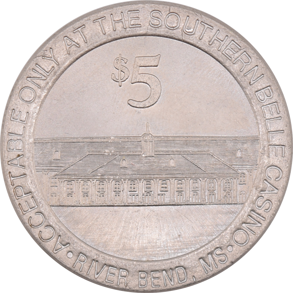 Southern Belle Casino Riverbend Mississippi $5 Token 1994