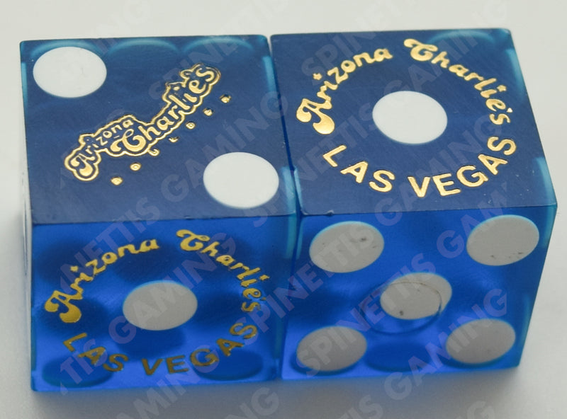 Arizona Charlie's Casino Las Vegas Nevada Blue Sanded Pair of Dice
