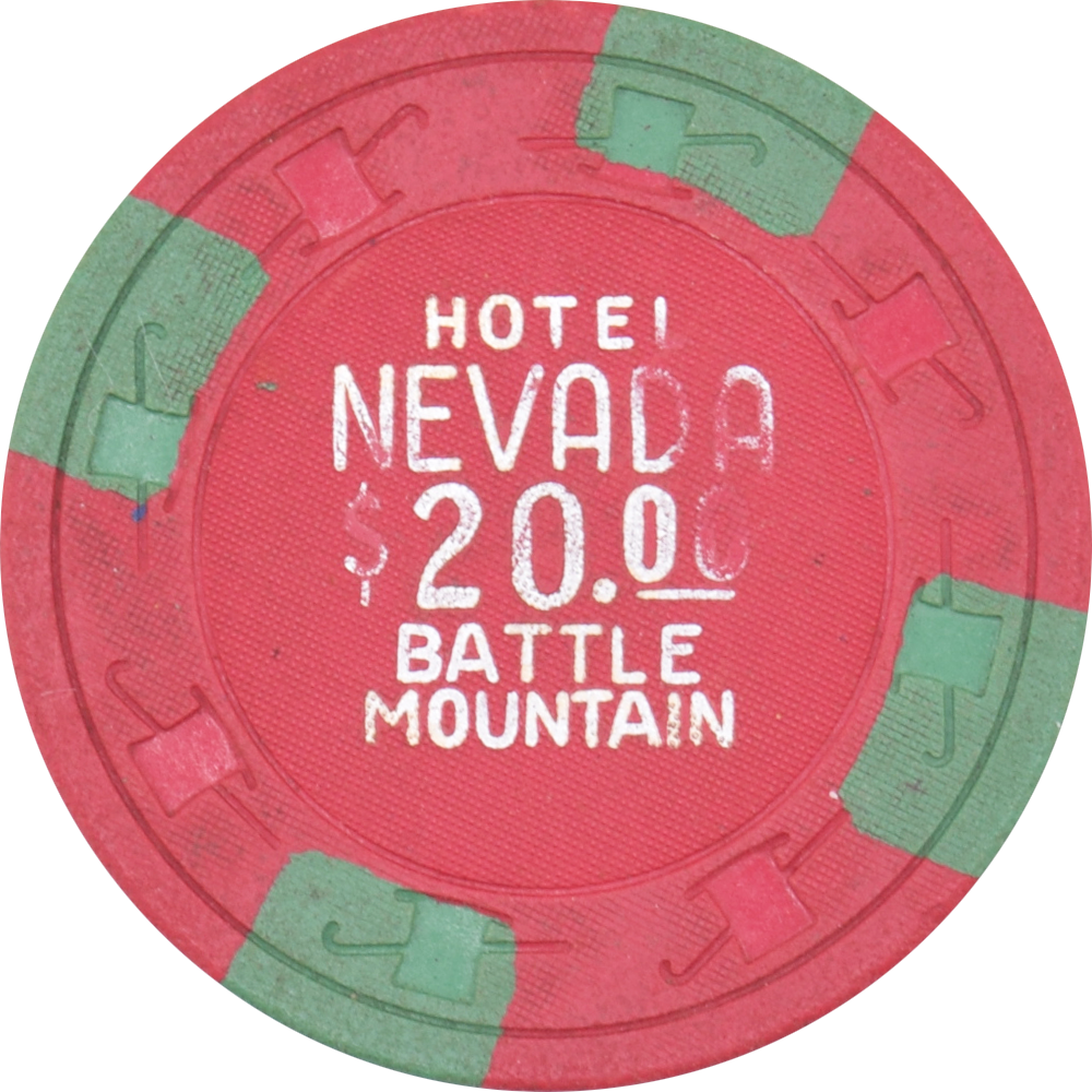 Hotel Nevada Casino Battle Mountain Nevada $20 Chip 1960s