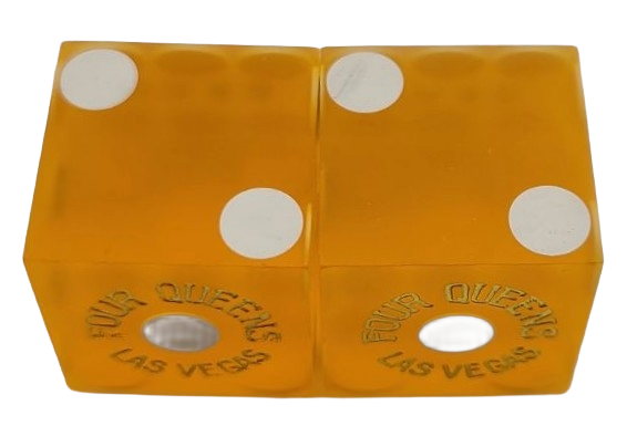 Four Queens Casino Las Vegas Nevada Pair of Used Sanded Yellow Dice