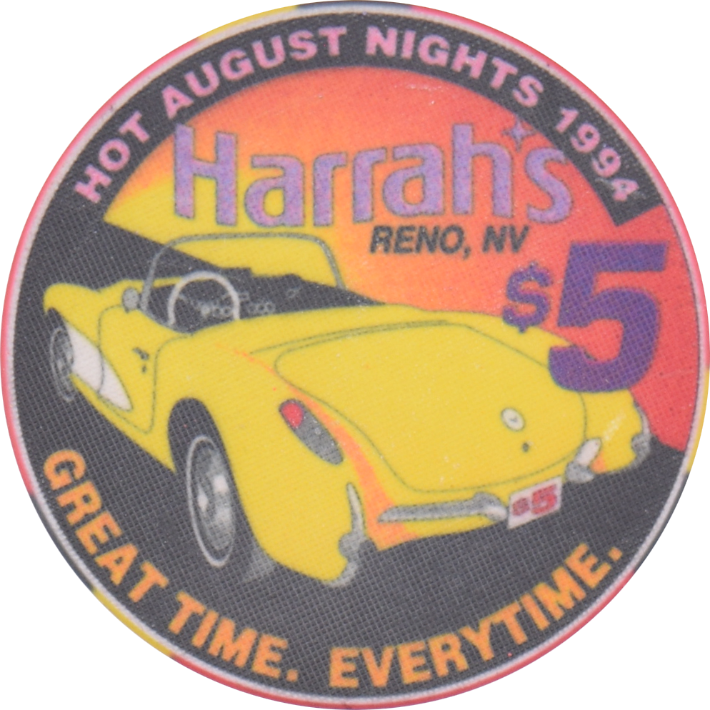 Harrah's Casino Reno Nevada $5 Hot August Nights Chip 1994