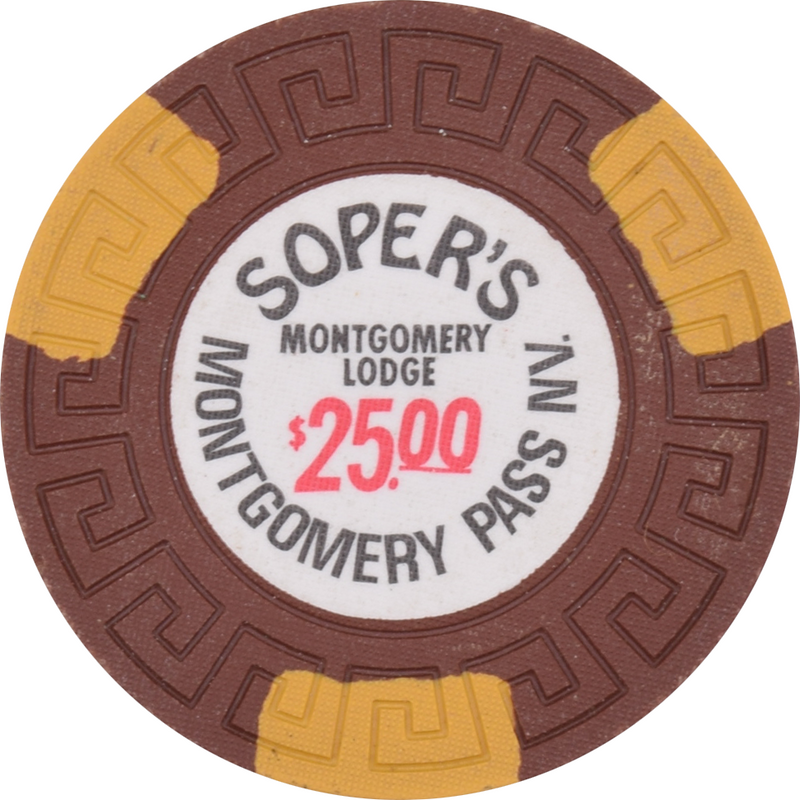 Soper's Montgomery Lodge Casino Montgomery Pass Nevada $25 Chip 1980s