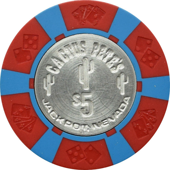 Cactus Pete's Resort Casino Jackpot Nevada $5 Incused Spun Coin Chip 1981